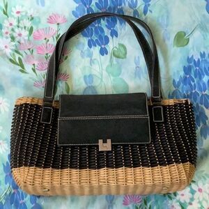 Lambertson Truex Woven Bag Wicker and Suede - Shoulder Bag